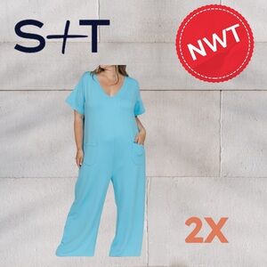 ⬇️*🇨🇦🆕🏷️*NWT* SMASH + TESS | 2X | TERRY WIDE LEG ROMPER IN TROPICAL BREEZE